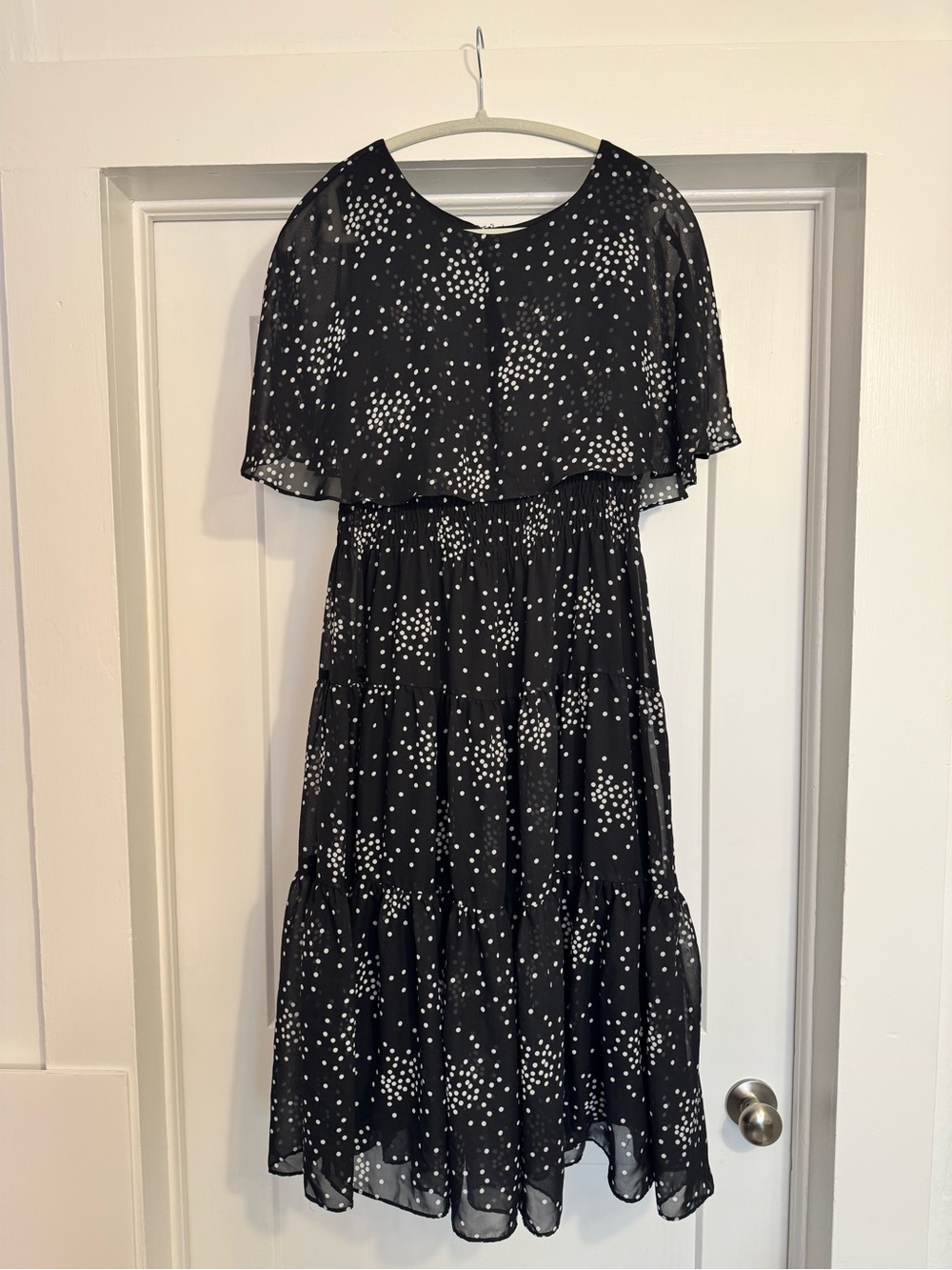 Danny & Nicole Black and White Western Cowgirl Midi Dress with Capelet